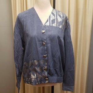 Vintage '80s Tres Paquette Byer California Jacket Blue-Gray w/ Silver Medium